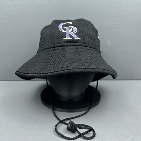New Era Colorado Rockies Boonie Bucket Hat MLB Chin Strap Black OSFM - Picture 1 of 9